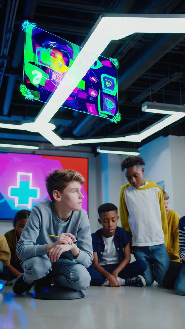 Children Engaging in Interactive Learning Experience in a Modern Classroom