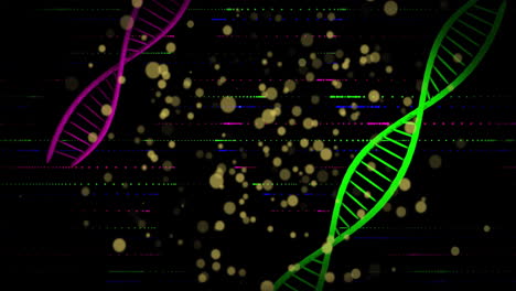 dna strands and particles, genetic research animation