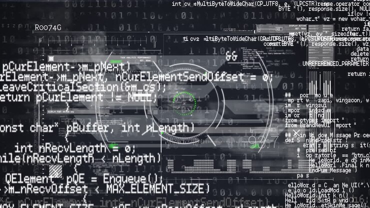 Animation eines Scans über Datenverarbeitung vor schwarzem Hintergrund