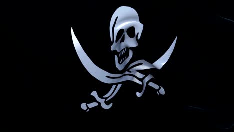 pirate flag flag waving in wind slow motion animation . 4k realistic fabric texture flag smooth blowing on a windy day continuous seamless loop background.