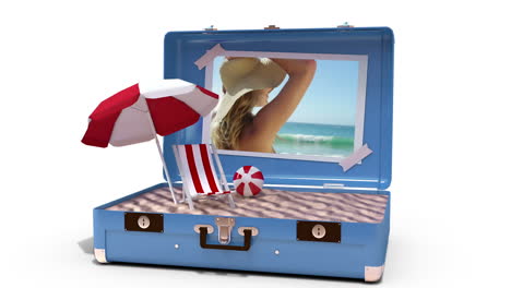 beach accessories being drop in suitcase