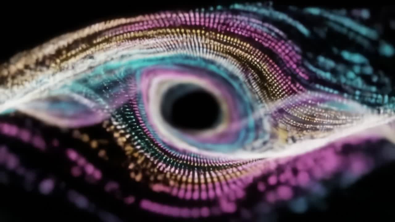 A Stunning Visualization of Data Waves: Exploring the Interplay of Light and Color in Digital Patterns through a Mesmerizing Flow of Particles