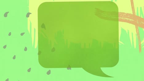 Animation-of-shapes-and-speech-bubble-on-green-background