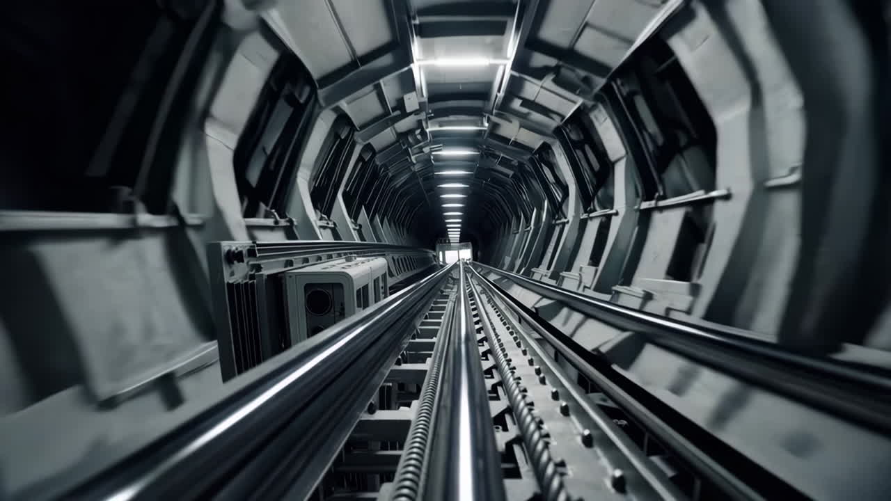 View from Inside a Futuristic Subway Tunnel