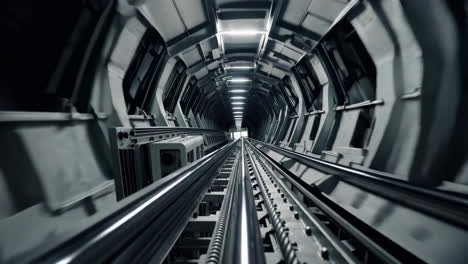 view from inside a futuristic subway tunnel