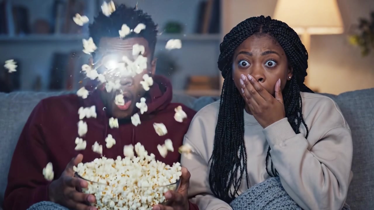 Et pars følelsesmæssige rejse under en filmaften: Fra chok til latter over popcorn på en hyggelig aften.