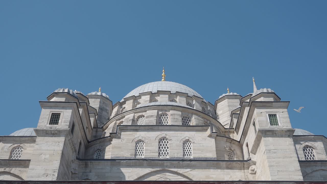 Grand Mosque Dome and Architecture Against Clear Blue Sky