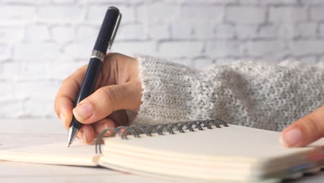 woman writing in notebook