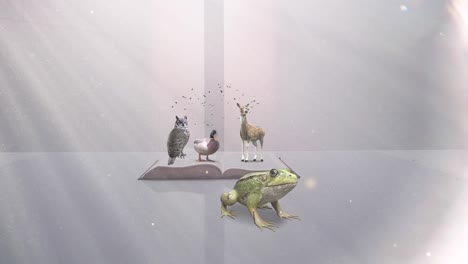 libro abierto con animales 3d