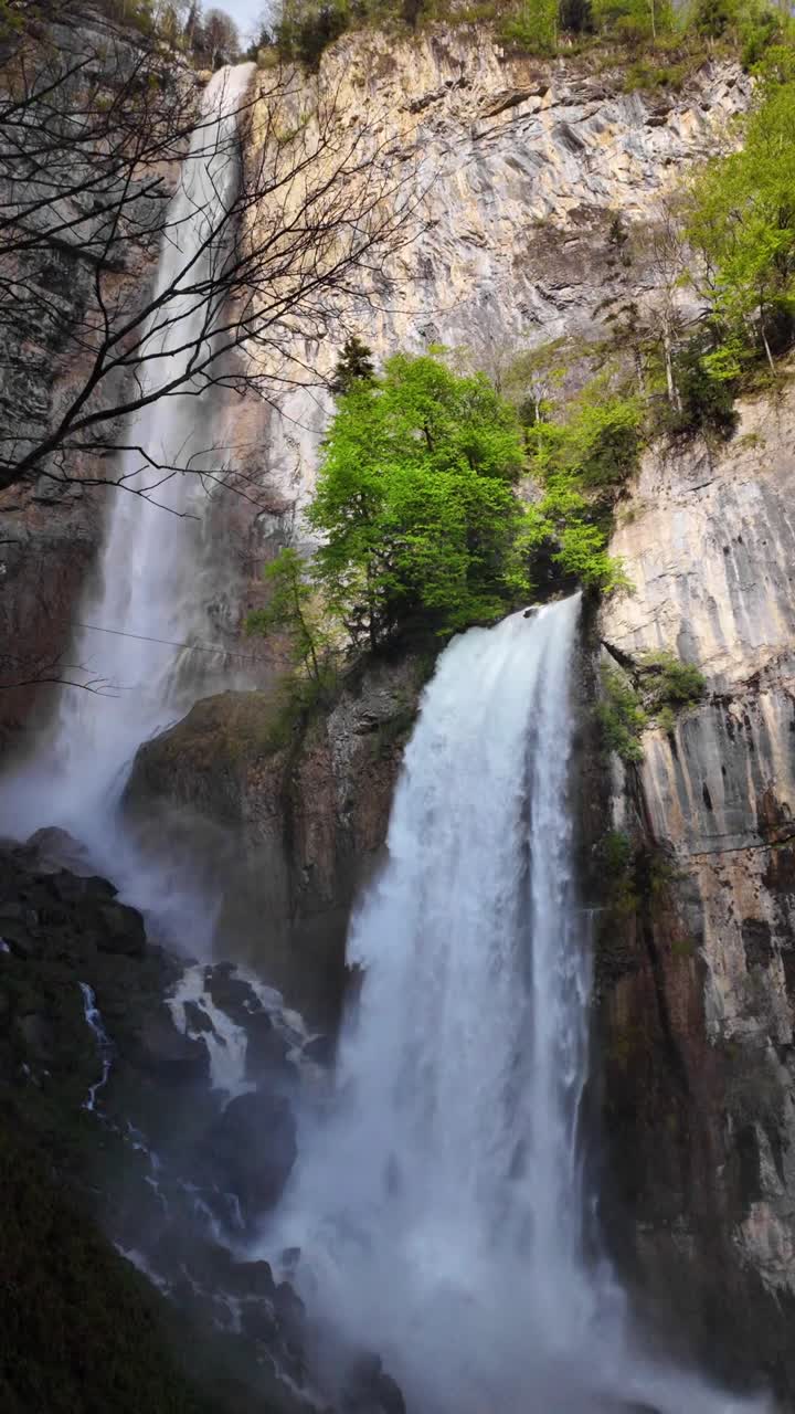 Seerenbach Waterfall water cascade Falls in Switzerland, nature Swiss Alpine highlands