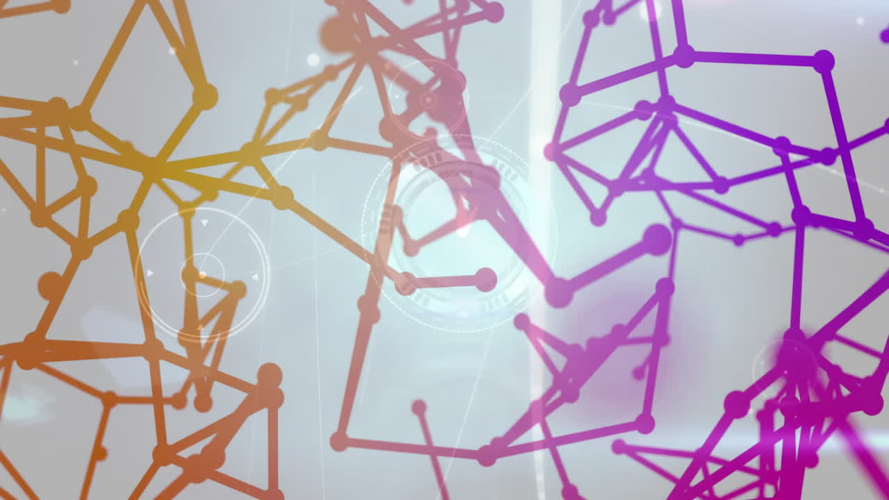 animación de la red de conexiones sobre un reloj en movimiento sobre un fondo gris