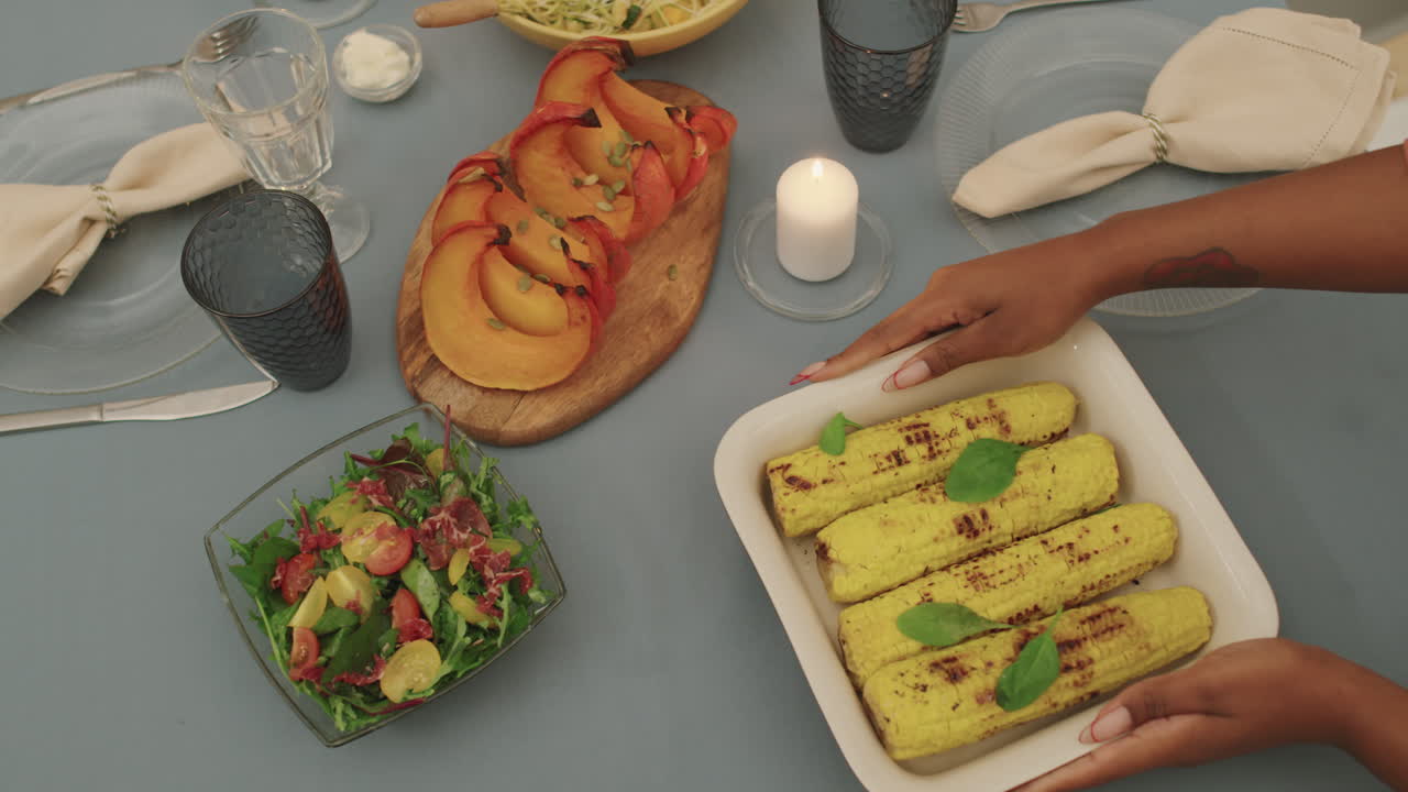 Serving Festive Dinner Table
