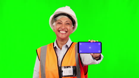 Green-screen,-senior-happy-woman