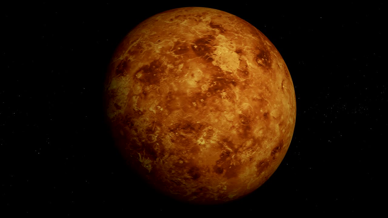 el planeta venus en órbita en 4k, en bucle, sistema solar, animación en 3d, alfa