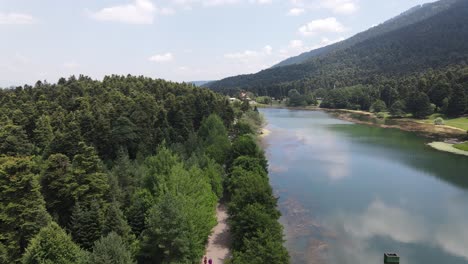 Drone-Aéreo-Del-Bosque-Del-Lago-Del-Paisaje-Natural