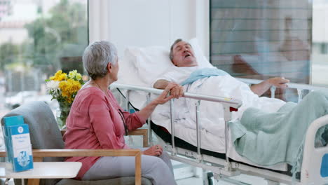 healthcare, visit and holding hands with old
