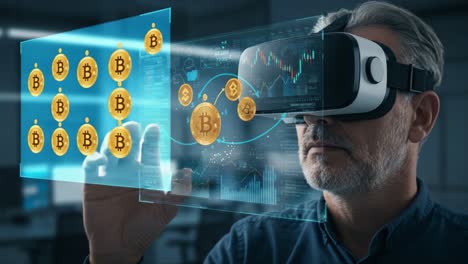 exploring the intersection of virtual reality and cryptocurrency: a user engaged with blockchain visualizations in an immersive environment