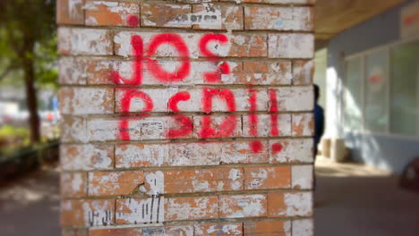 anti psd political party graffiti  on the walls , romania