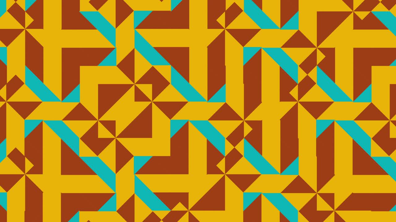 Retro mosaic with geometric animated tiles in a warm color palette. Seamless loop motion graphic animation in a vintage flat style