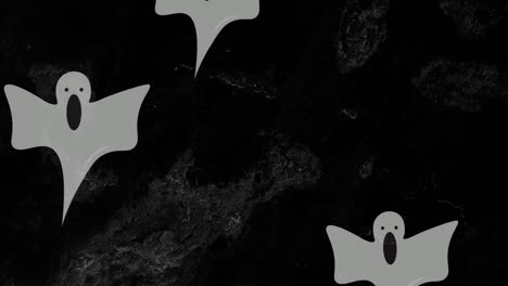 animatie van bewegende witte geesten over vormen
