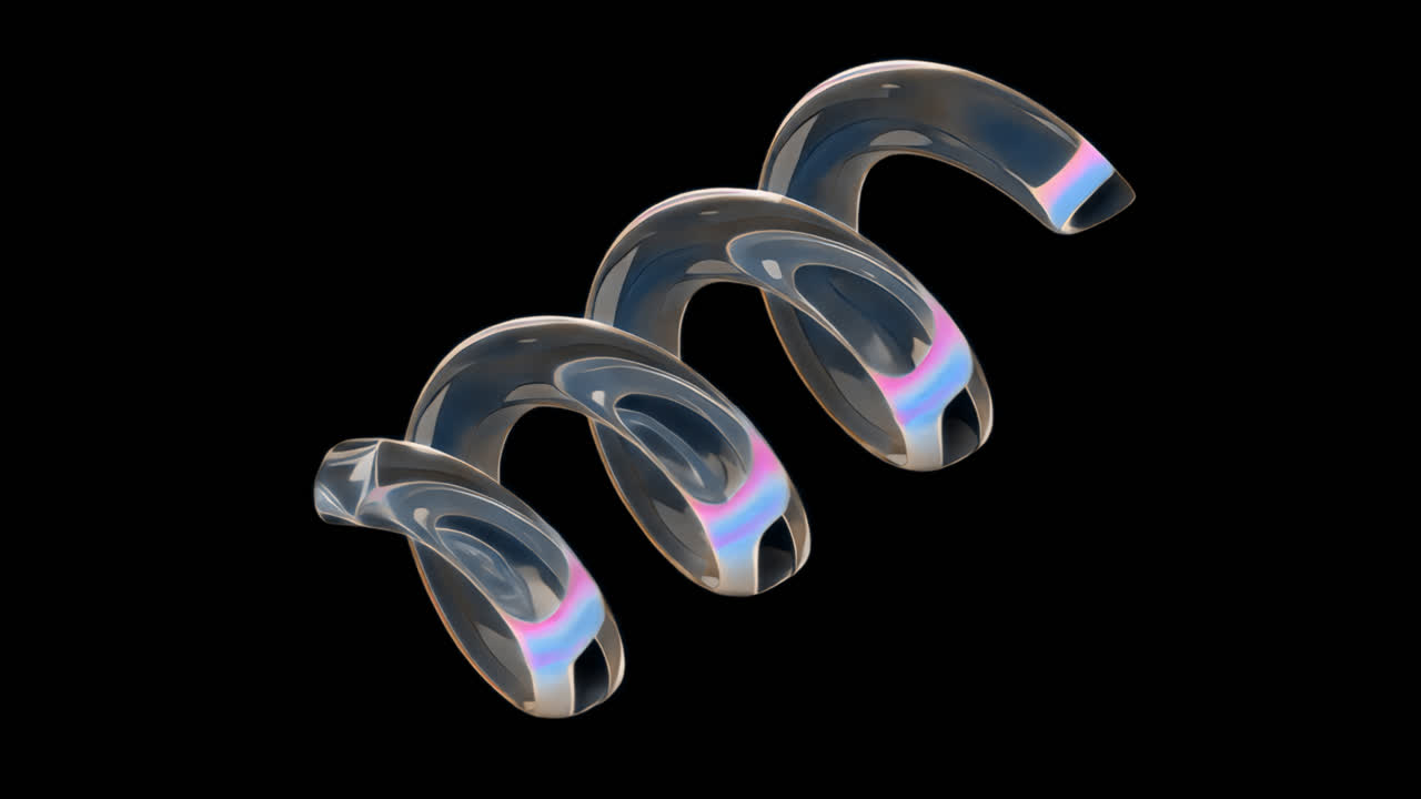 Abstract glass spiral design animation isolated asset, transparent 4K video, alpha channel, ProRes