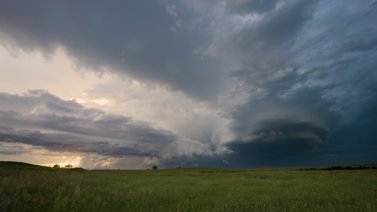 Wonderful Sunset Scene With Storm Clouds Clearing