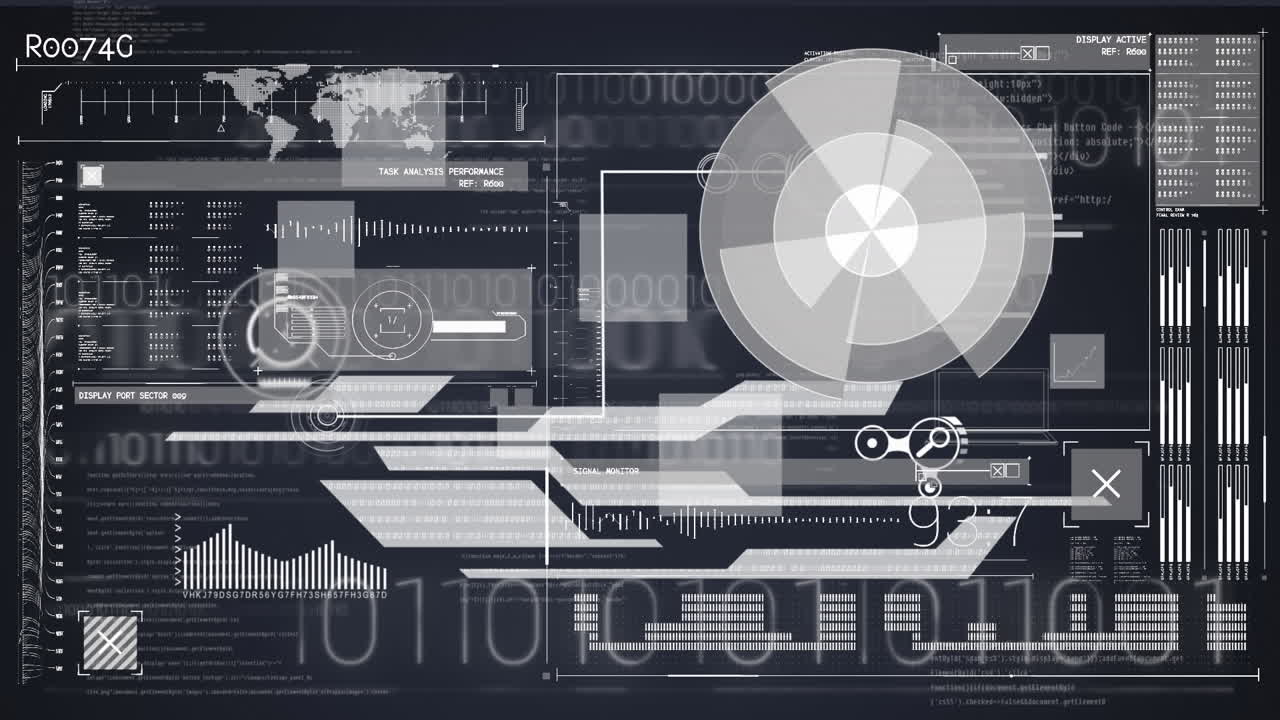 디지털 화면에서 스 ⁇  스캐닝과 데이터 처리의 애니메이션