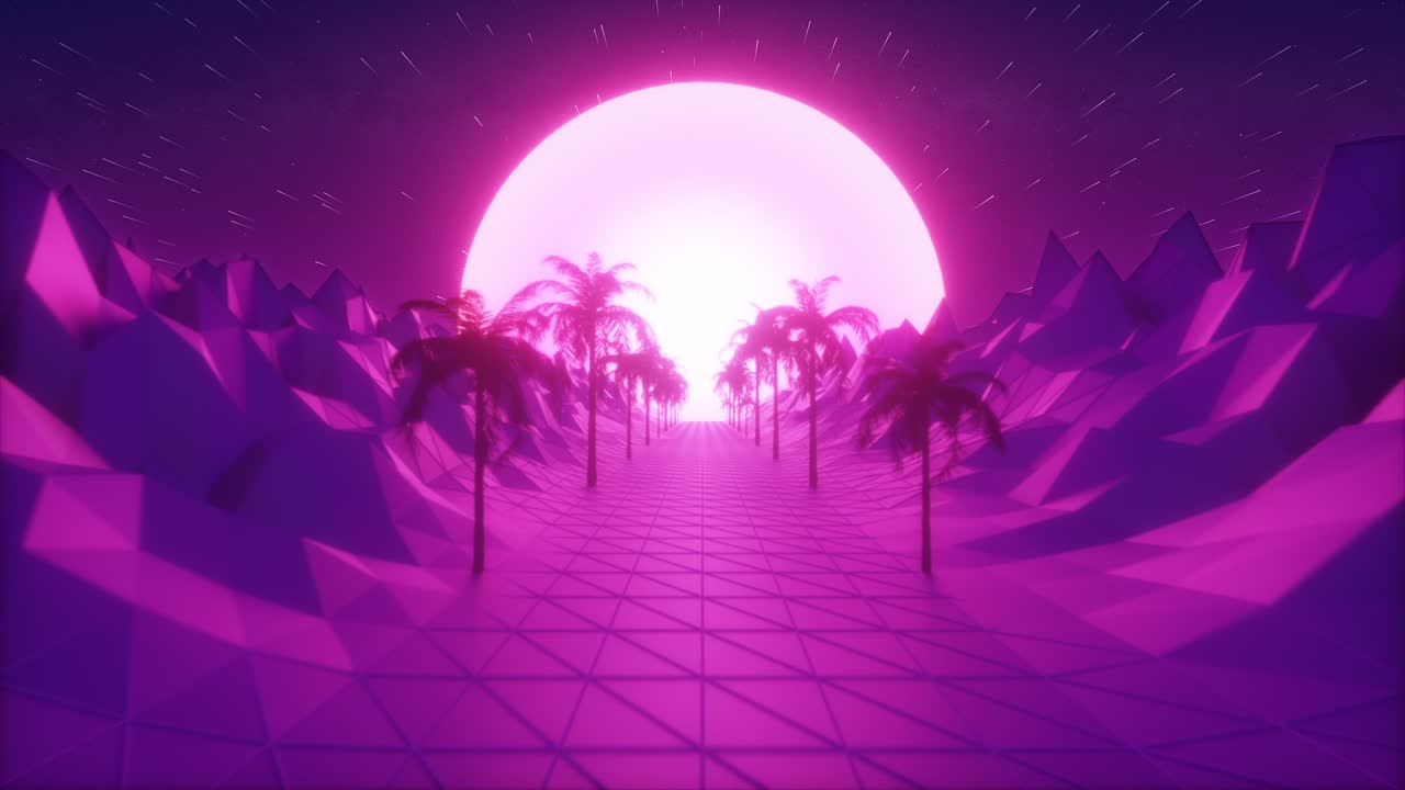 Paesaggio retro cyberpunk