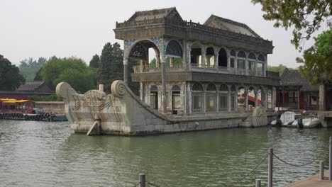 the marble boat at the summer palace in beijing, china