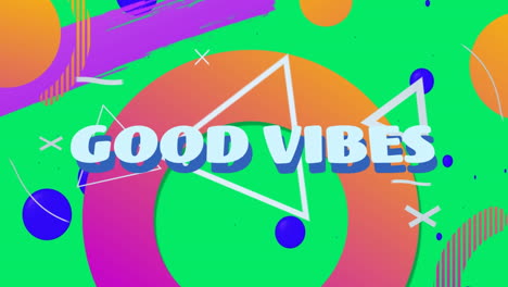 animación de buen texto de vibraciones sobre formas abstractas de fondo.
