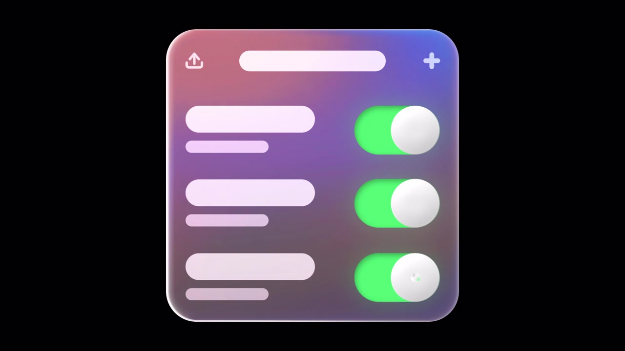 Glassmorphism Toggle Switches UI