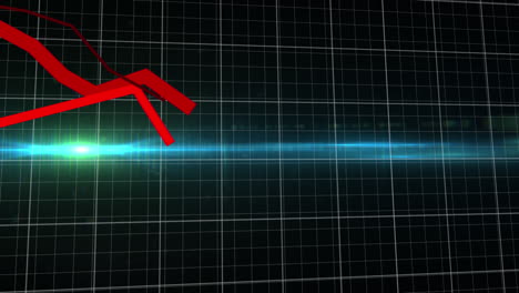animación de líneas rojas y procesamiento de datos financieros a través de la red