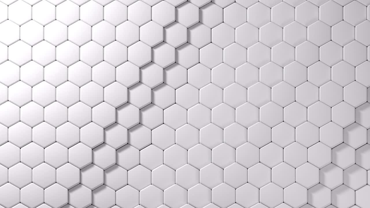 pared de hexágonos blancos, movimiento de onda de línea. animación de renderización 3d con espacio para texto