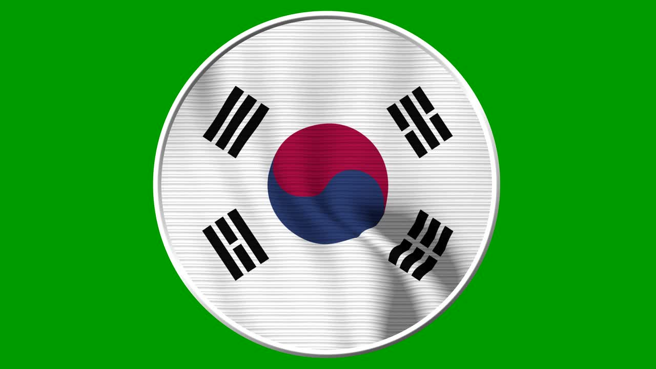 South Korea Circular Flag Loop - Realistic 4K flag waving in the wind