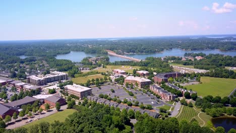 Aerial-Lake-Norman-NC,-Lake-Norman-North-Carolina,-Davidson-NC,-Davidson-North-Carolina-Development-with-Lake-Norman-in-Background