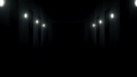 dark corridor with elevator opening in the end.