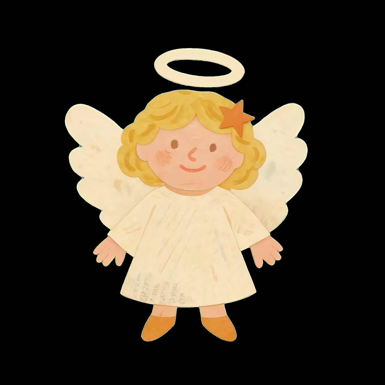 Cute angel illustration with halo animation isolated asset, transparent 4K video, alpha channel