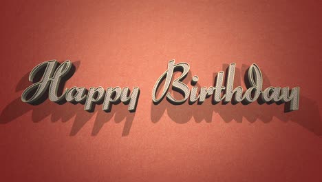 metallic birthday greeting in 3d stylized word happy birthday suspended in mid-air