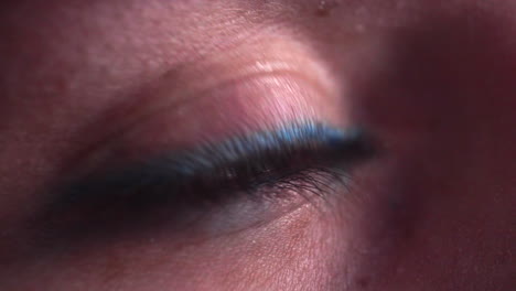 macro shot of a woman's eye moving up and down