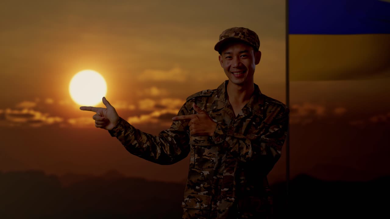 해가 지는 우크라이나 군인