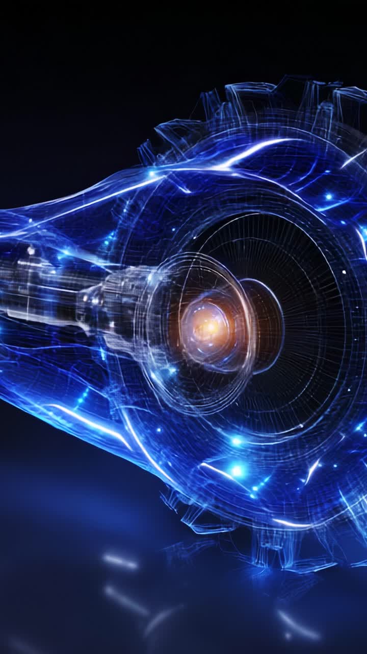 Una fusione dinamica di energia e tecnologia: una rappresentazione astratta di un motore che descrive in dettaglio le emissioni ad alta energia e le innovative tecniche di visualizzazione ingegneristica