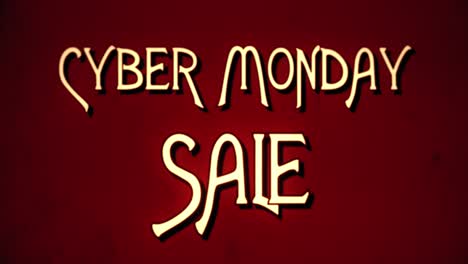 A-text-message,-fancy-retro-font,-1970s-damaged-film-style,-appearing-with-a-letter-enlargement-animation:-Cyber-Monday-Sale,-Are-you-ready
