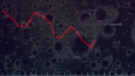 Statistische-Datenverarbeitung-über-Mehrere-Covid-19-Zellen,-Die-Vor-Grauem-Hintergrund-Schweben