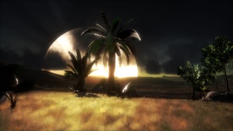 puesta de sol en las dunas de arena