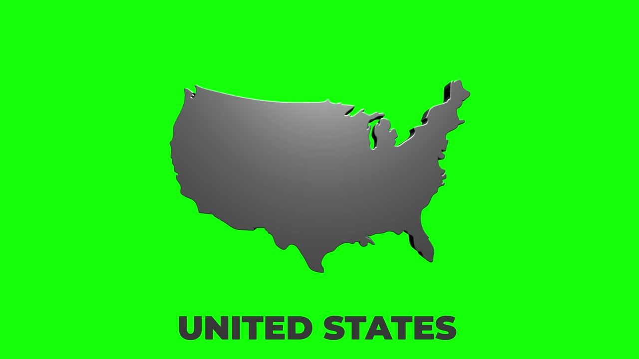 다양한 주를 보여주는 미국 지도 (animated usa contiguous lower 48 u.s. state map on an isolated chroma key background)