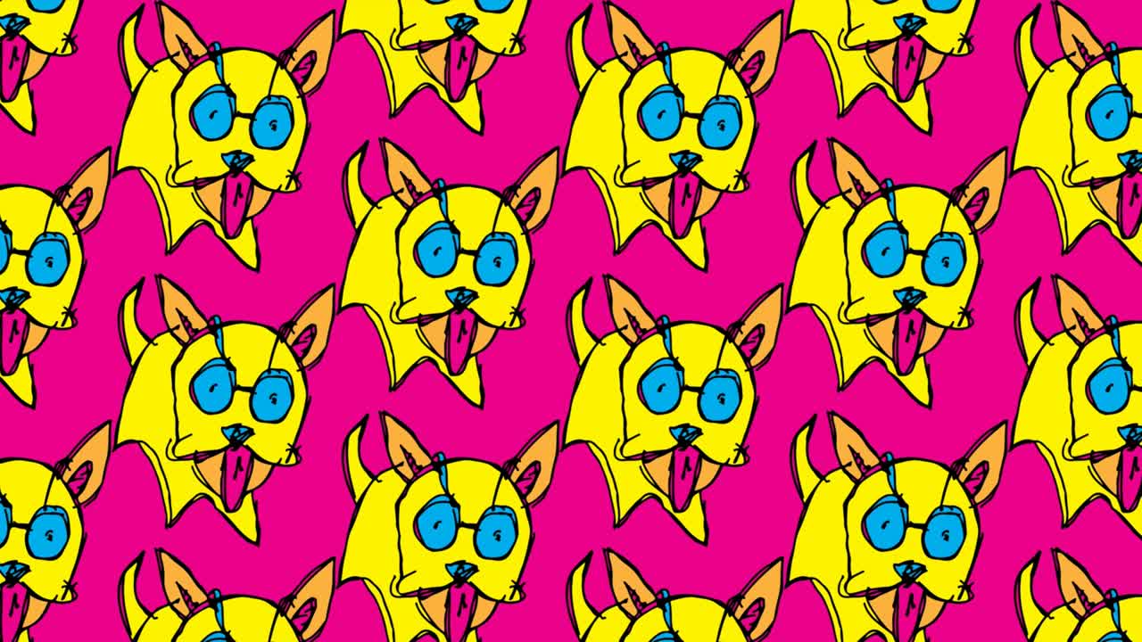 niños dibujando arte pop fondo sin costuras con tema de perro