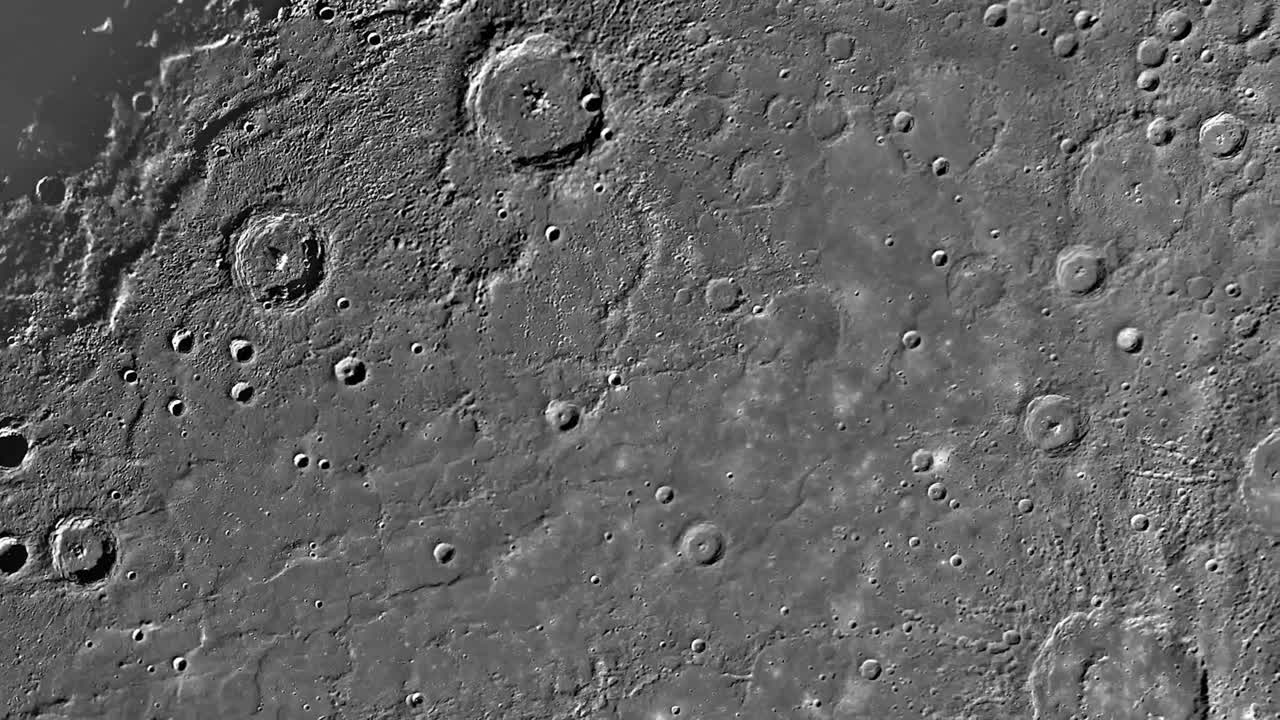 A 4K close-up of Mercury's surface in rotation.