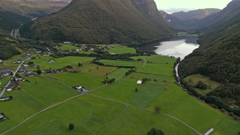 aerial over syvde, vanylven municipality, norway