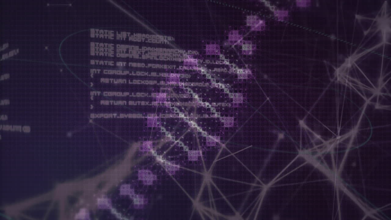 cadena de adn y codificación binaria a través de conexiones de red abstractas