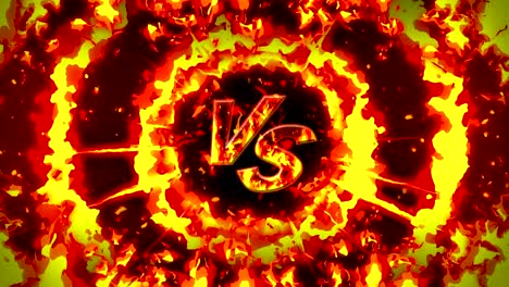 animación de fuego de dibujos animados. fondo de bucle de llama. competencia. juego de batalla. versus icono. vs icono.